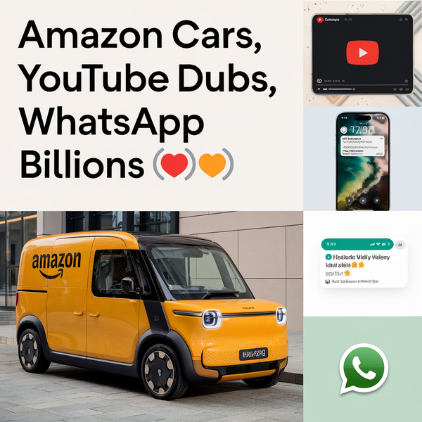 Amazon Cars, YouTube Dubs, WhatsApp Billions 🚗🎤📱